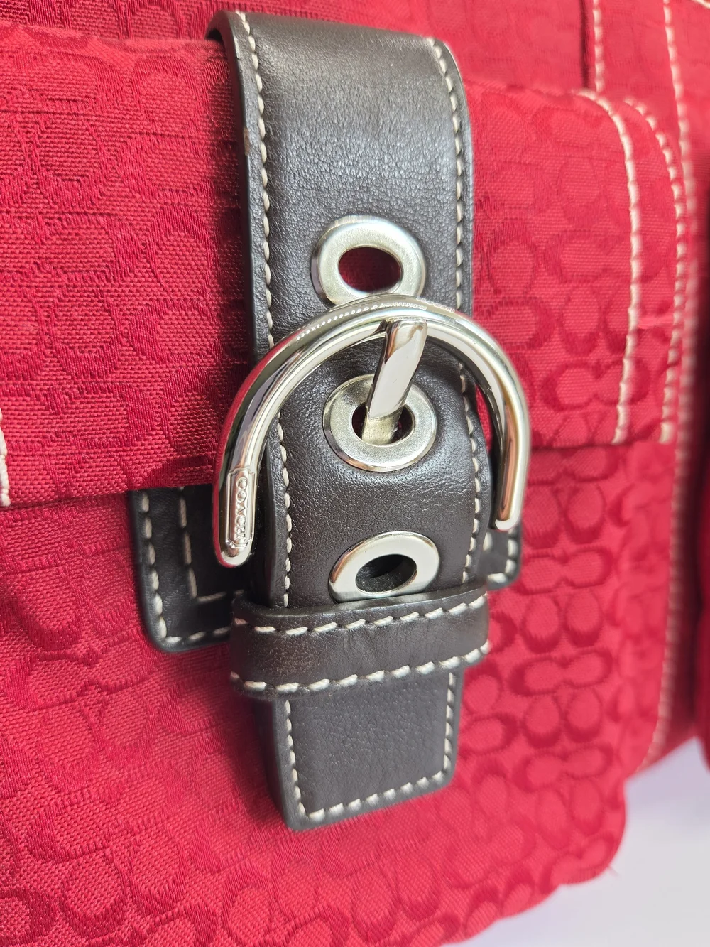 Coach Red Signature Canvas Pocket Tote, With Dust Bag, Perfect Condition, Y2K